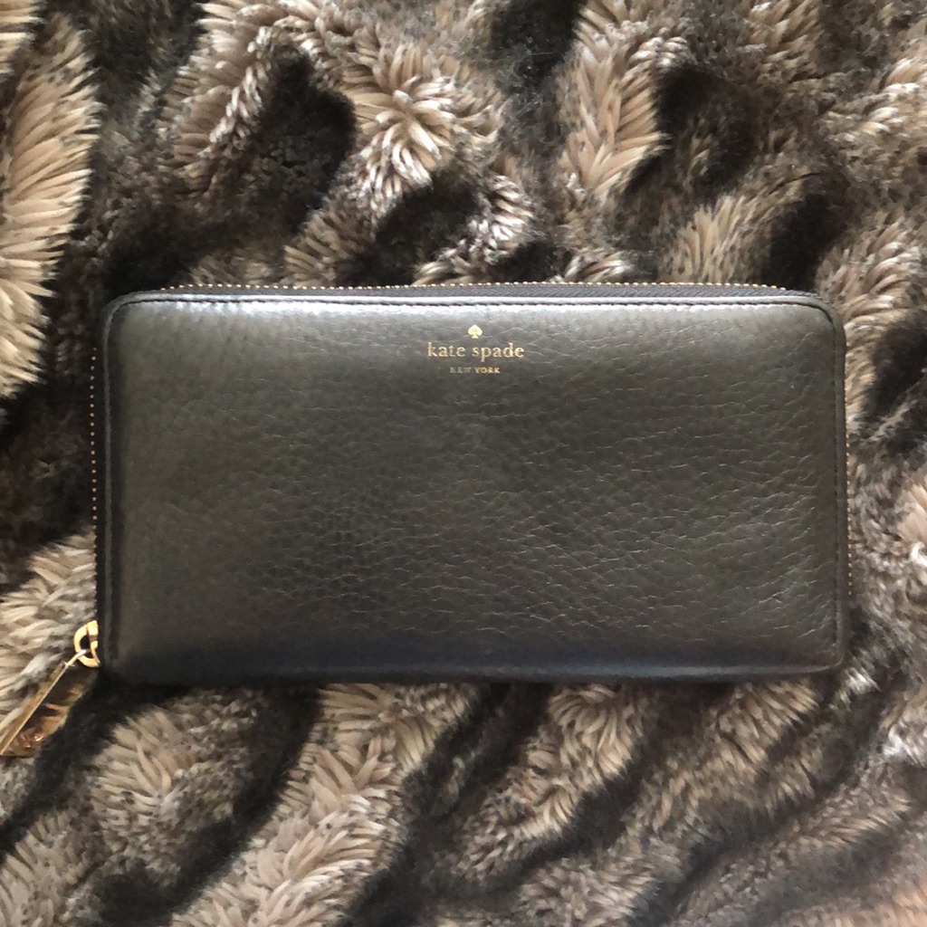 Kate Spade ‘Continental’ Wallet In Black Pebbled Leather